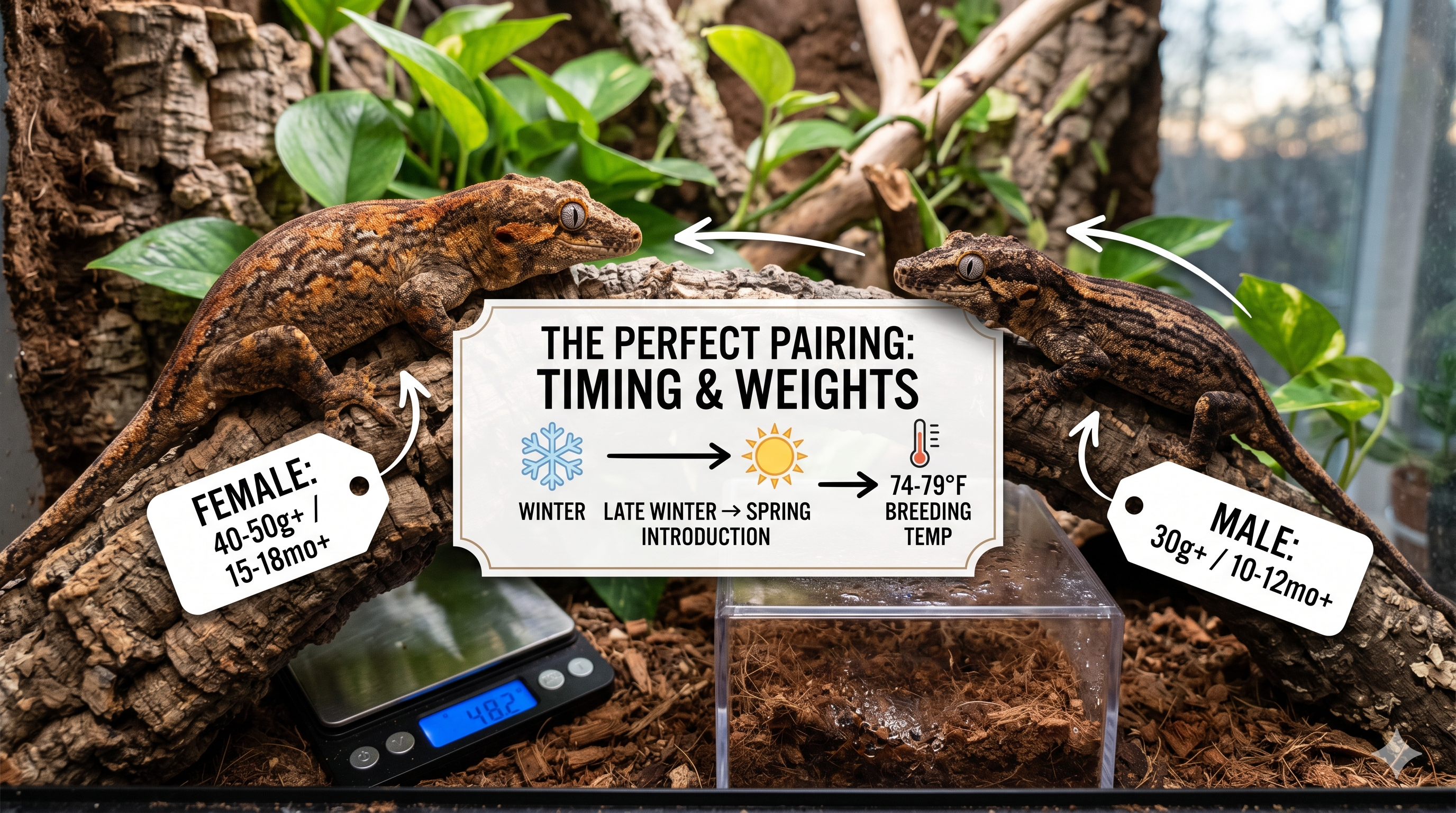When to Put a Male Gargoyle Gecko in With a Female for Breeding